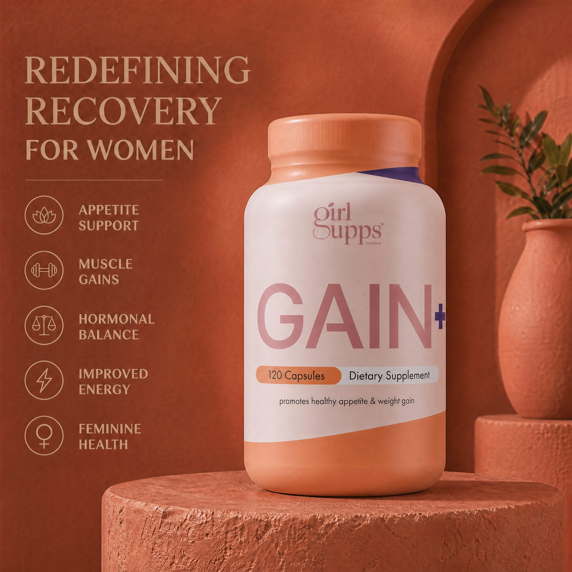 GAIN+ Capsules with Maca, Fenugreek and Creatine for Women