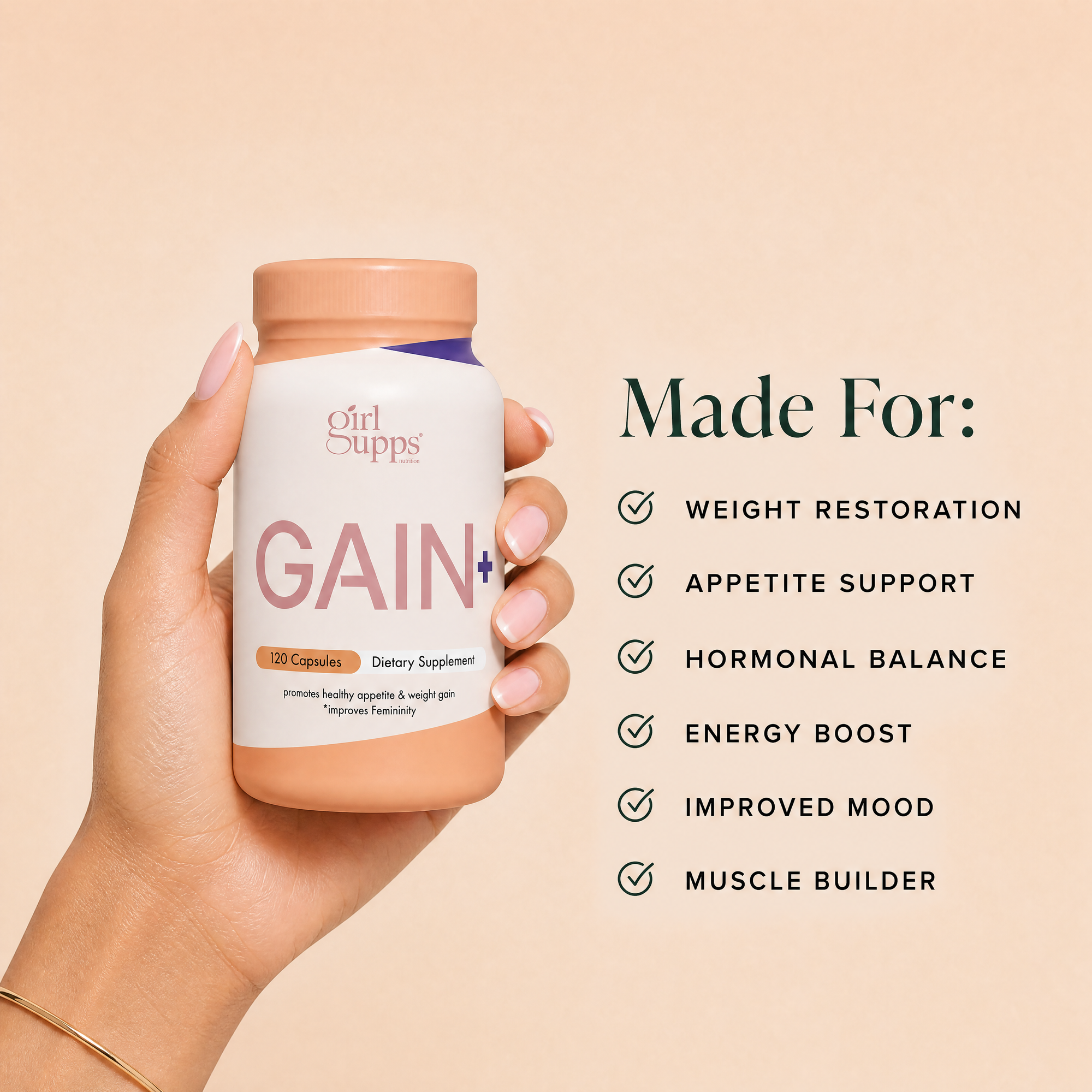 GAIN+ Capsules with Maca, Fenugreek and Creatine for Women